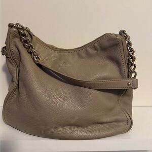 Kate Spade Gray Leather Shoulder Bag with Chain Strap